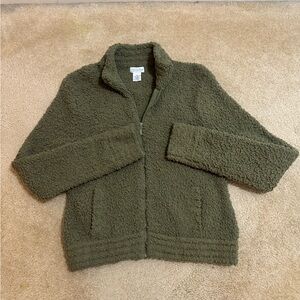 Cozy Olive Green Sherpa Jacket